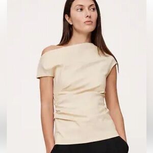 AMAZING ON!! Banana Republic Cream EVERYWHERE PONTE ONE-SHOULDER TOP xs NWT